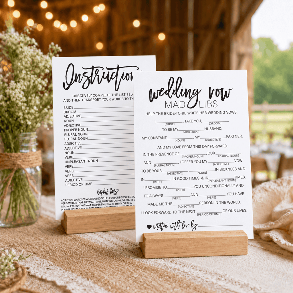 Wedding Vow Mad Libs Bridal Shower Game