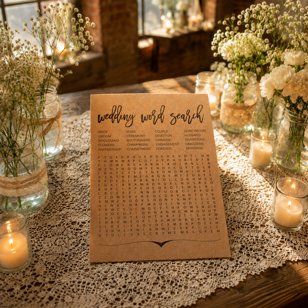 Wedding Word Search Bridal Shower Game