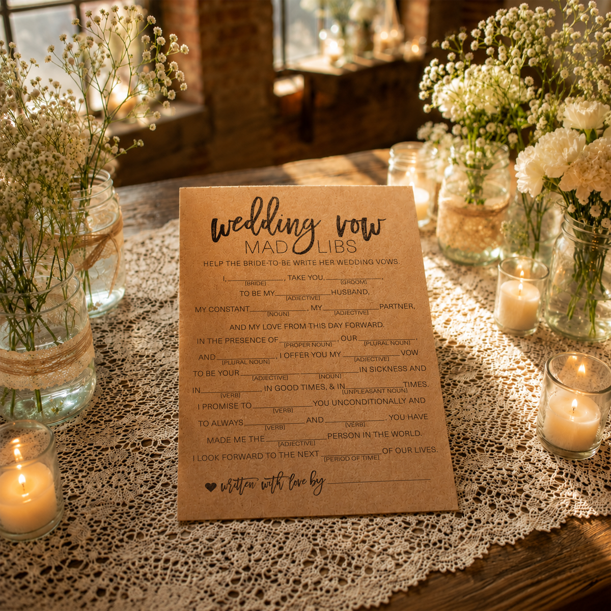 Wedding Vow Mad Libs Bridal Shower Game