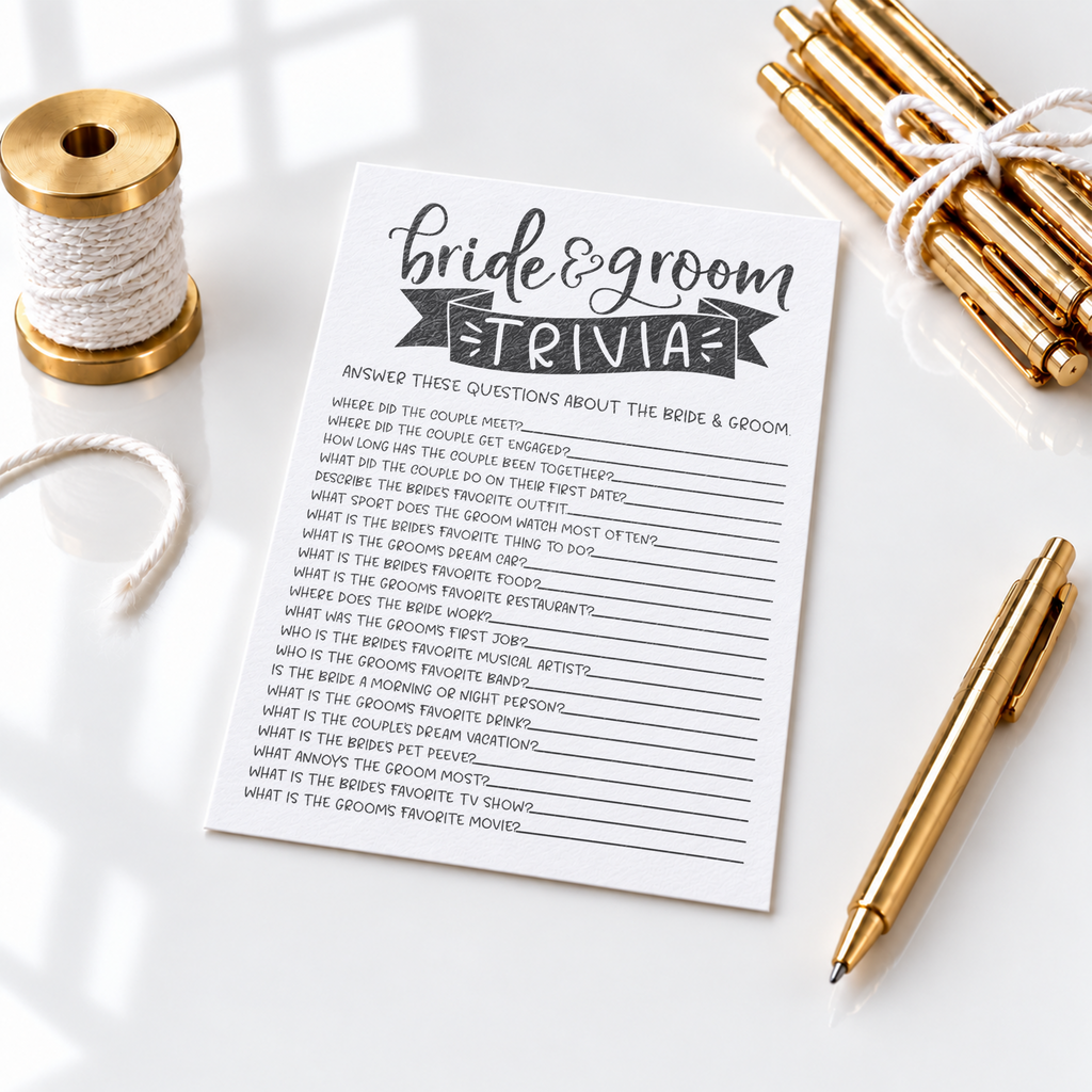 Bride Groom Trivia Bridal Shower Game