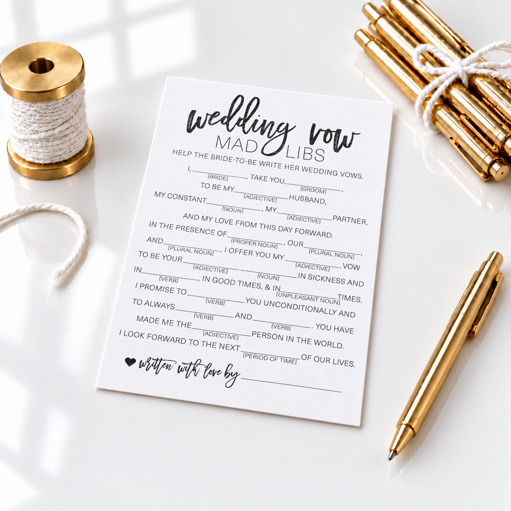 Wedding Vow Mad Libs Bridal Shower Game