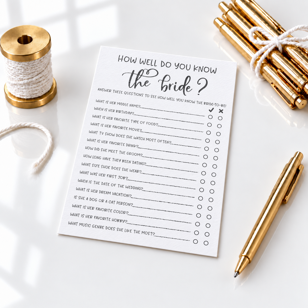 How Well Do You Know the Bride Bridal Shower Game