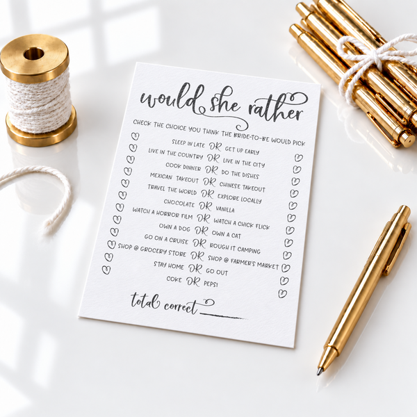 Would She Rather Bridal Shower Game