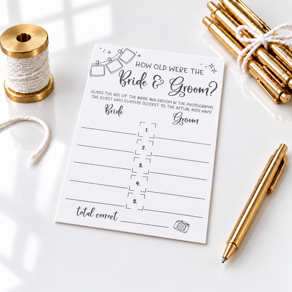 How Old Were The Bride And Groom Bridal Shower Game
