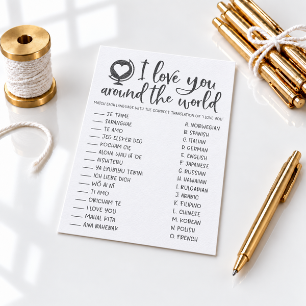 I Love You Around The World Bridal Shower Game