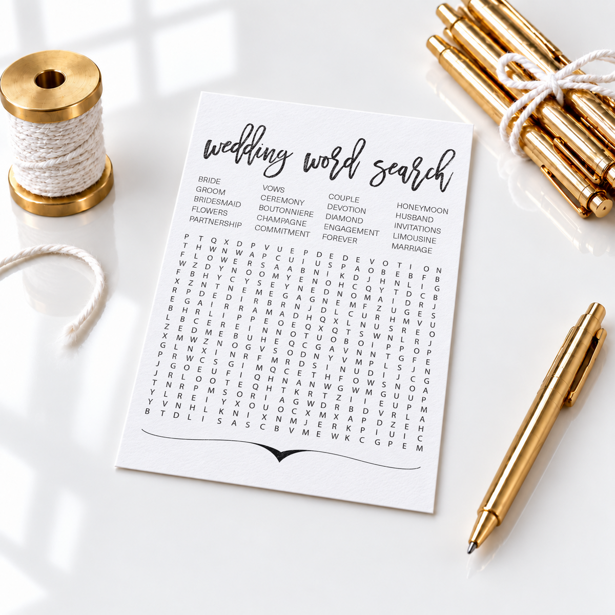 Wedding Word Search Bridal Shower Game