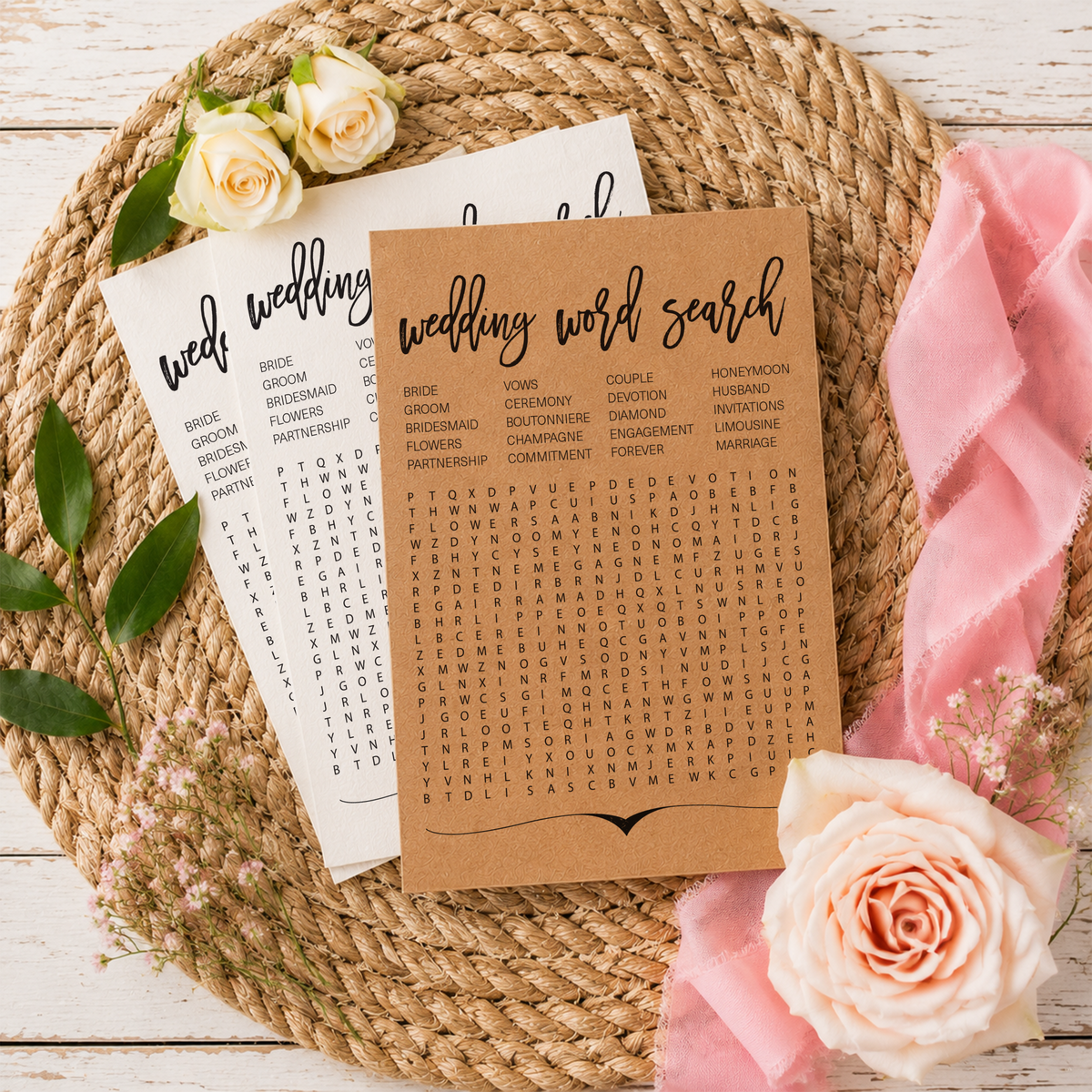 Wedding Word Search Bridal Shower Game