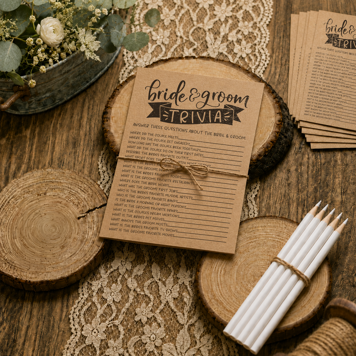 Bride Groom Trivia Bridal Shower Game