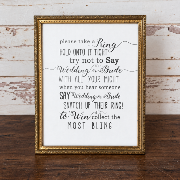 Please Take A Ring Bridal Shower Sign