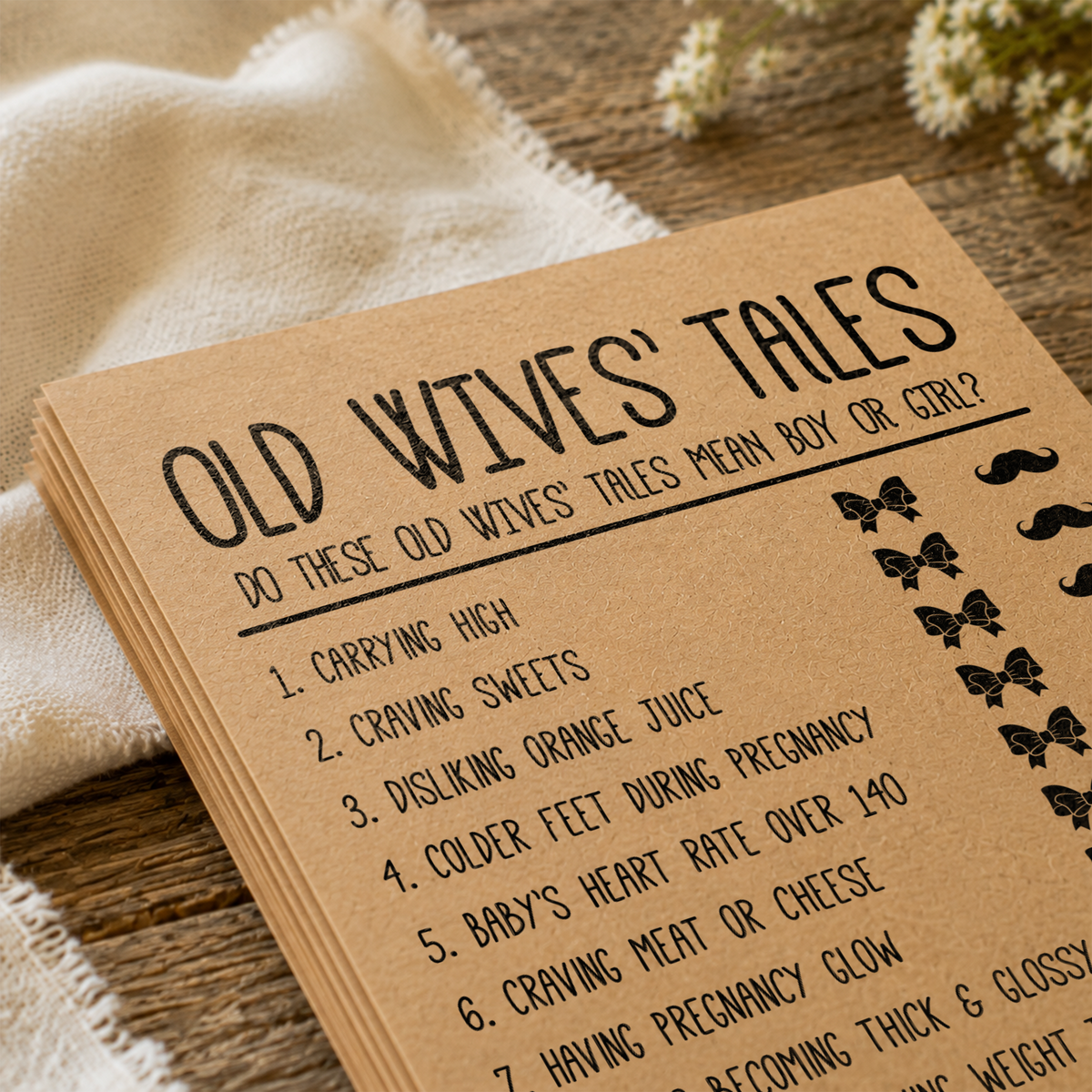 Old Wives Tales Baby Shower Game