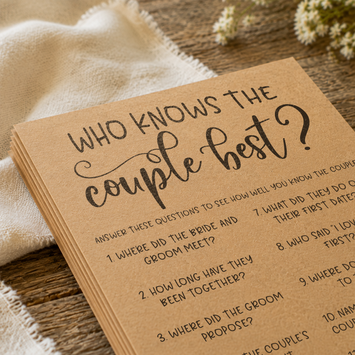Who Knows The Couple Best Bridal Shower Game