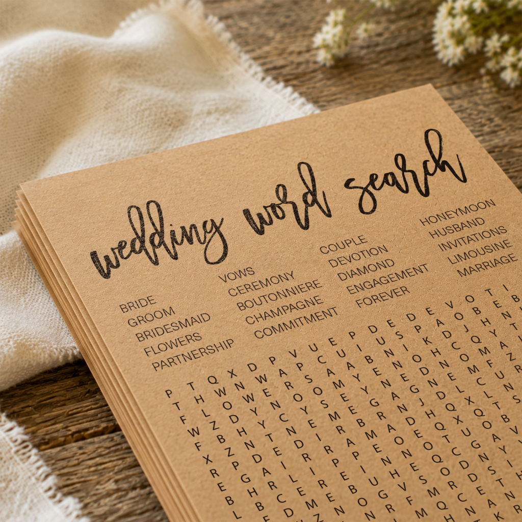 Wedding Word Search Bridal Shower Game