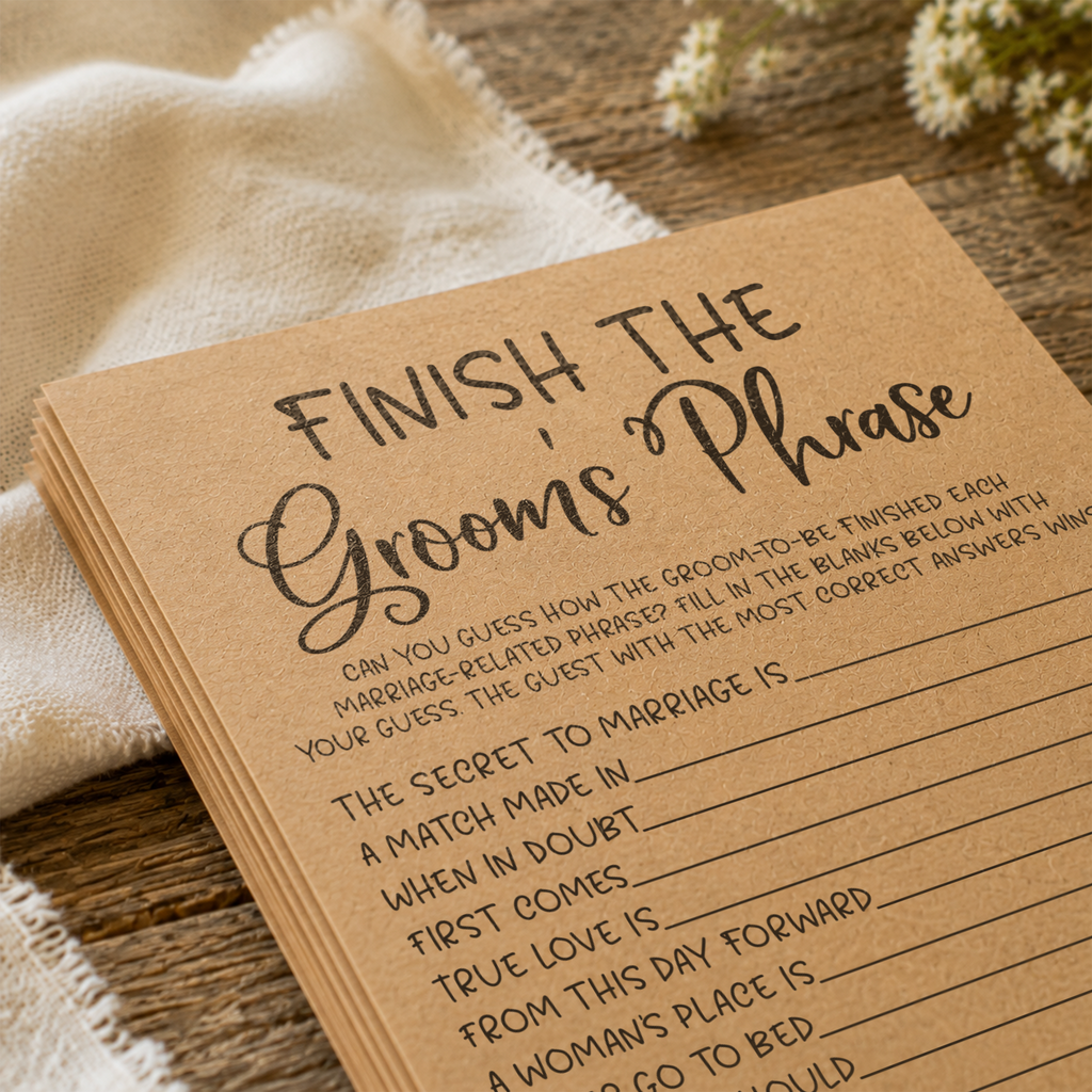 Finish the Groom's Phrase Bridal Shower Game