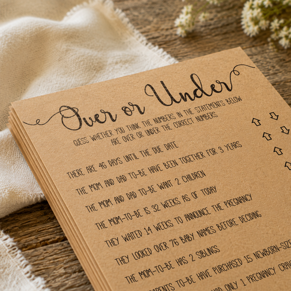 Over or Under Baby Shower Game
