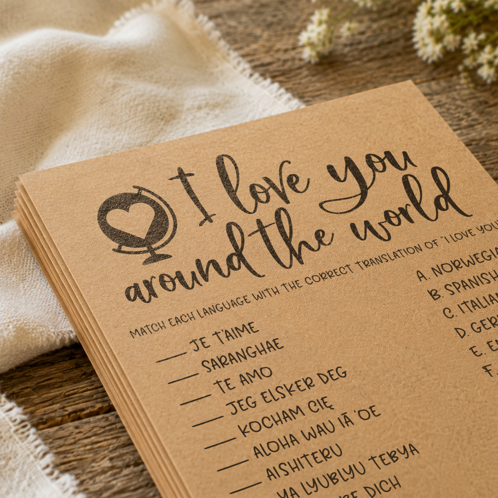 I Love You Around The World Bridal Shower Game