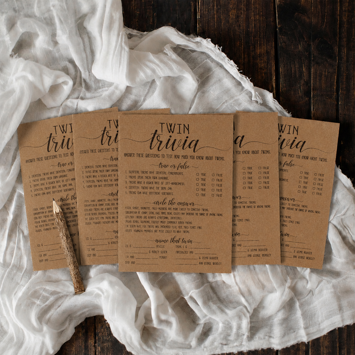 Twin Trivia Baby Shower Game