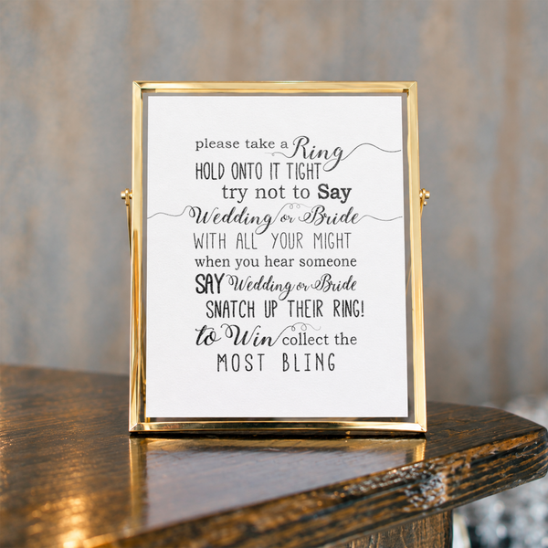 Please Take A Ring Bridal Shower Sign