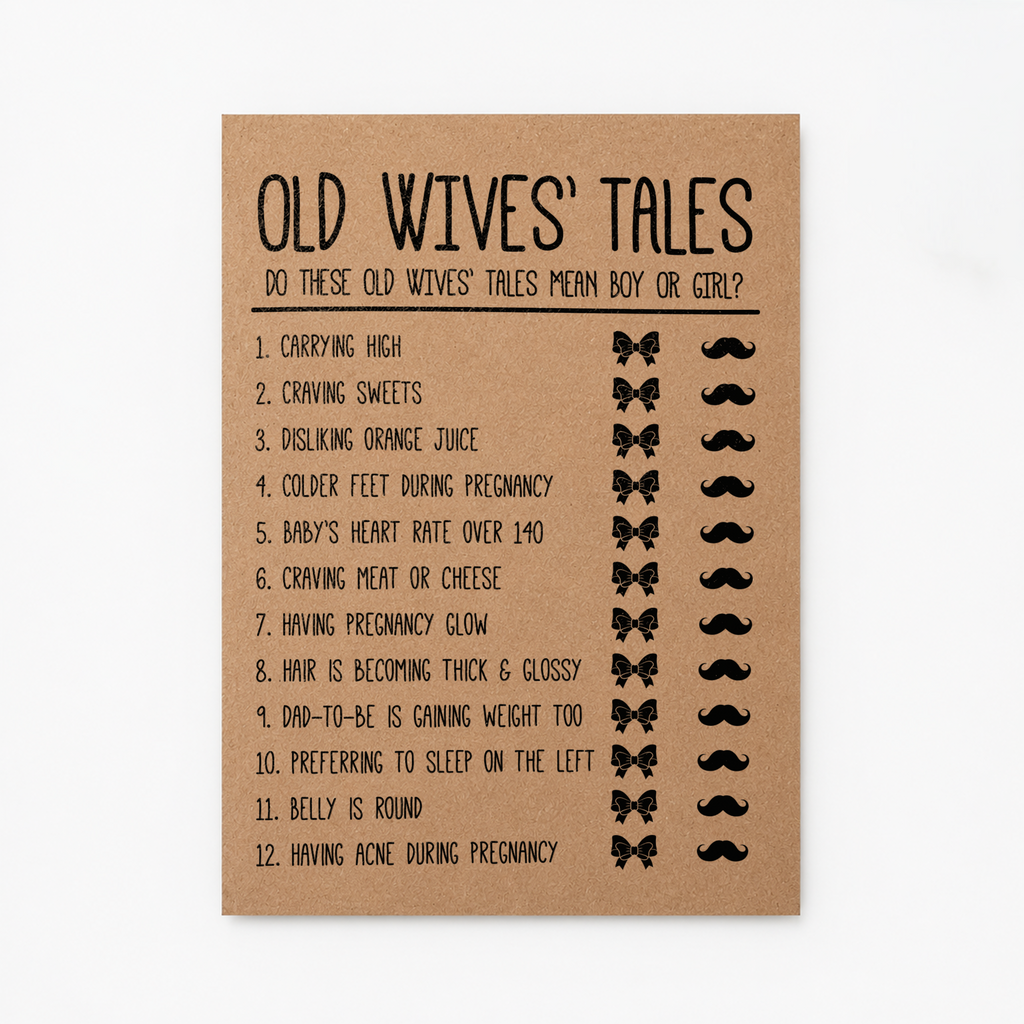 Old Wives Tales Baby Shower Game