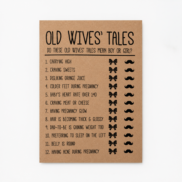 Old Wives Tales Baby Shower Game
