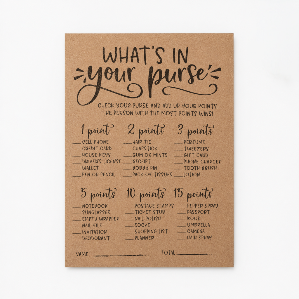 What's In Your Purse Bridal Shower Game