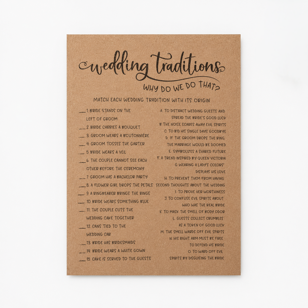 Wedding Traditions Bridal Shower Game