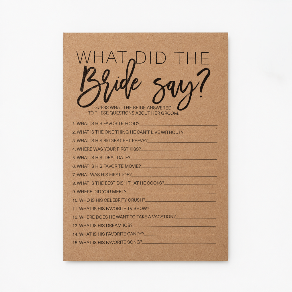 What Did The Bride Say Bridal Shower Game