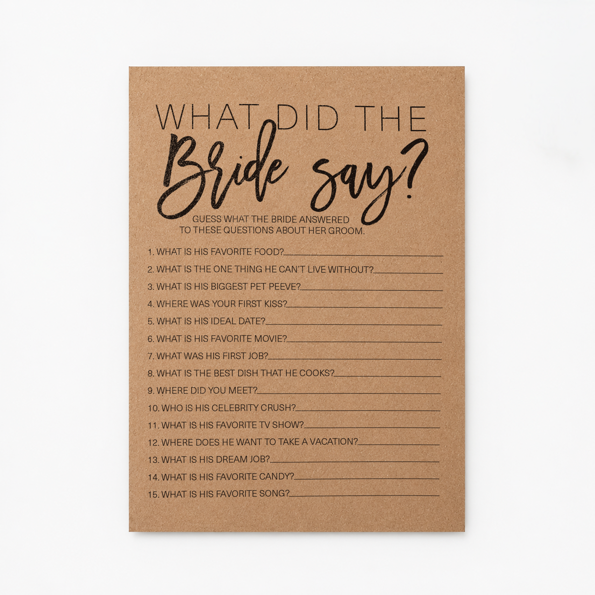 What Did The Bride Say Bridal Shower Game