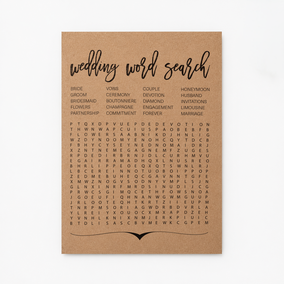 Wedding Word Search Bridal Shower Game