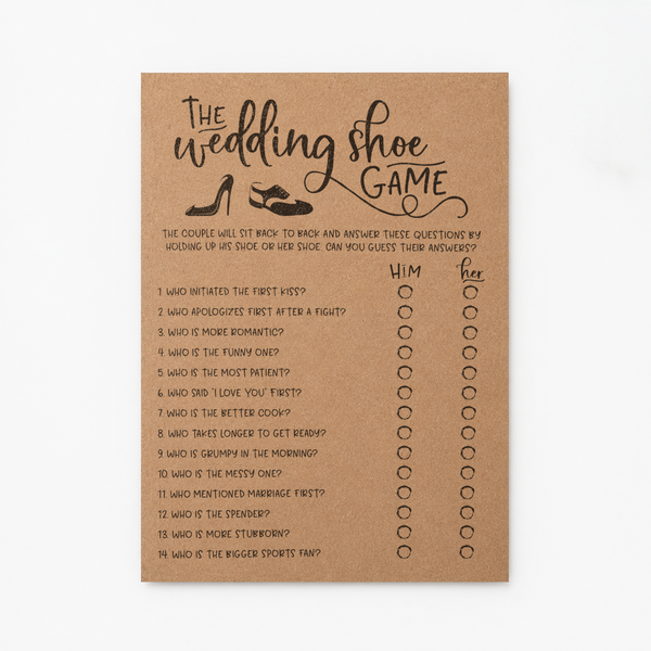 The Wedding Shoe Bridal Shower Game
