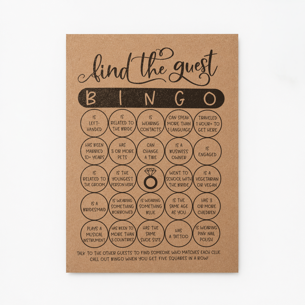 Find The Guest Bingo Bridal Shower Game