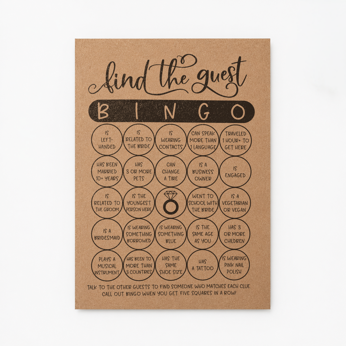 Find The Guest Bingo Bridal Shower Game