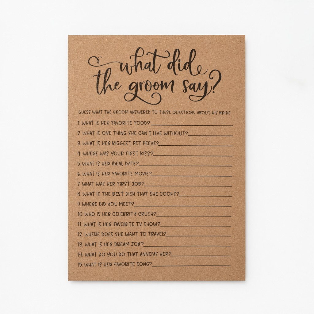 What Did The Groom Say Bridal Shower Game