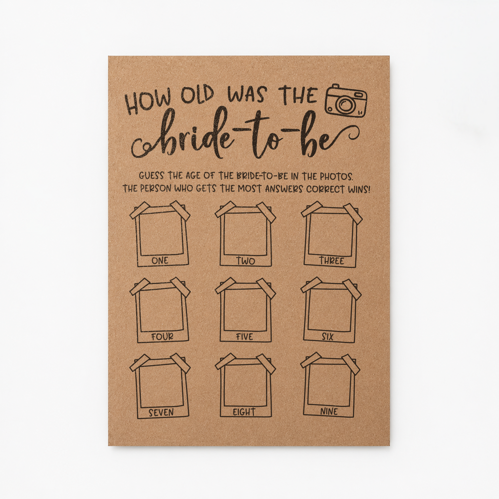 How Old was the Bride-to-be Bridal Shower Game