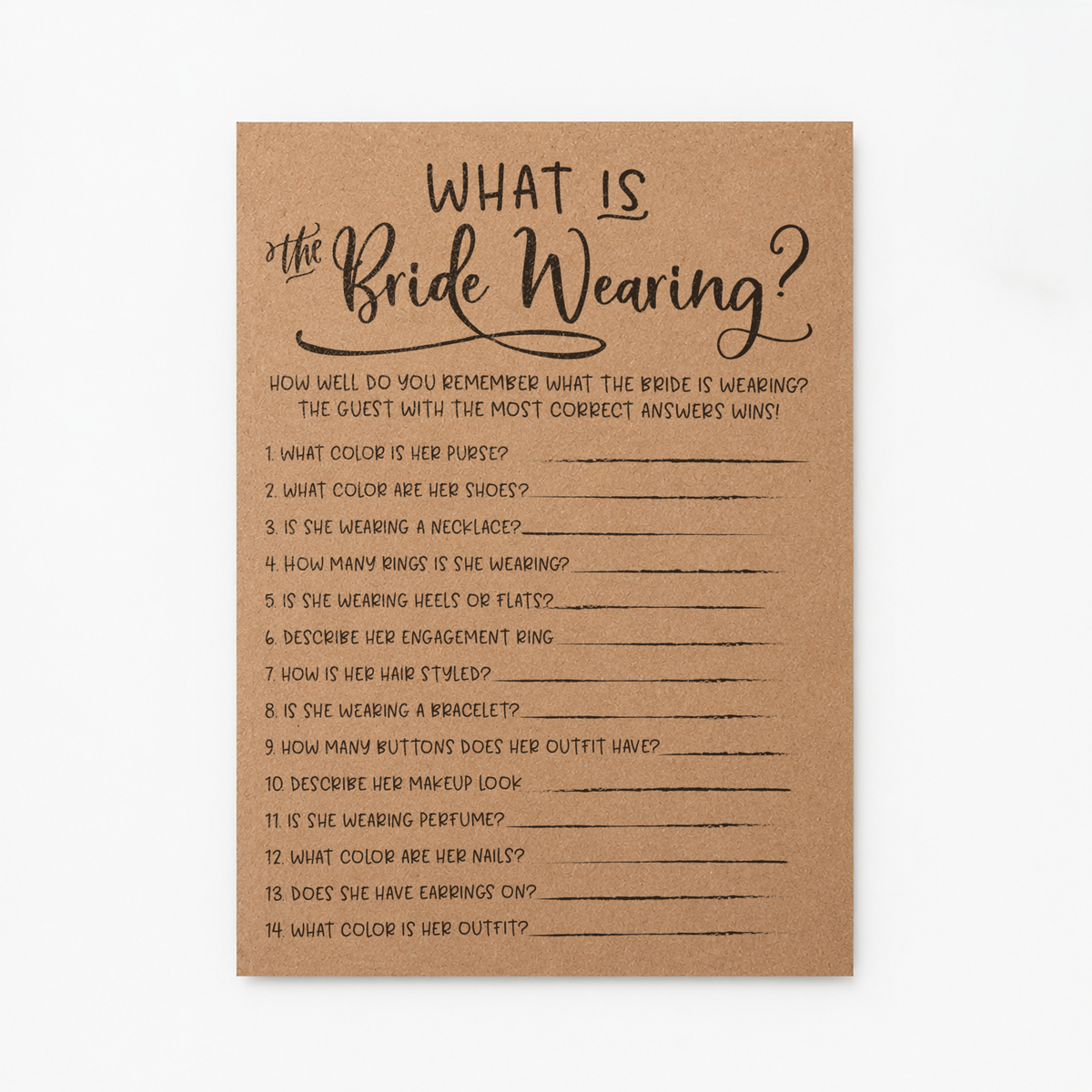 What Is The Bride Wearing Bridal Shower Game