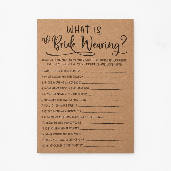 What Is The Bride Wearing Bridal Shower Game