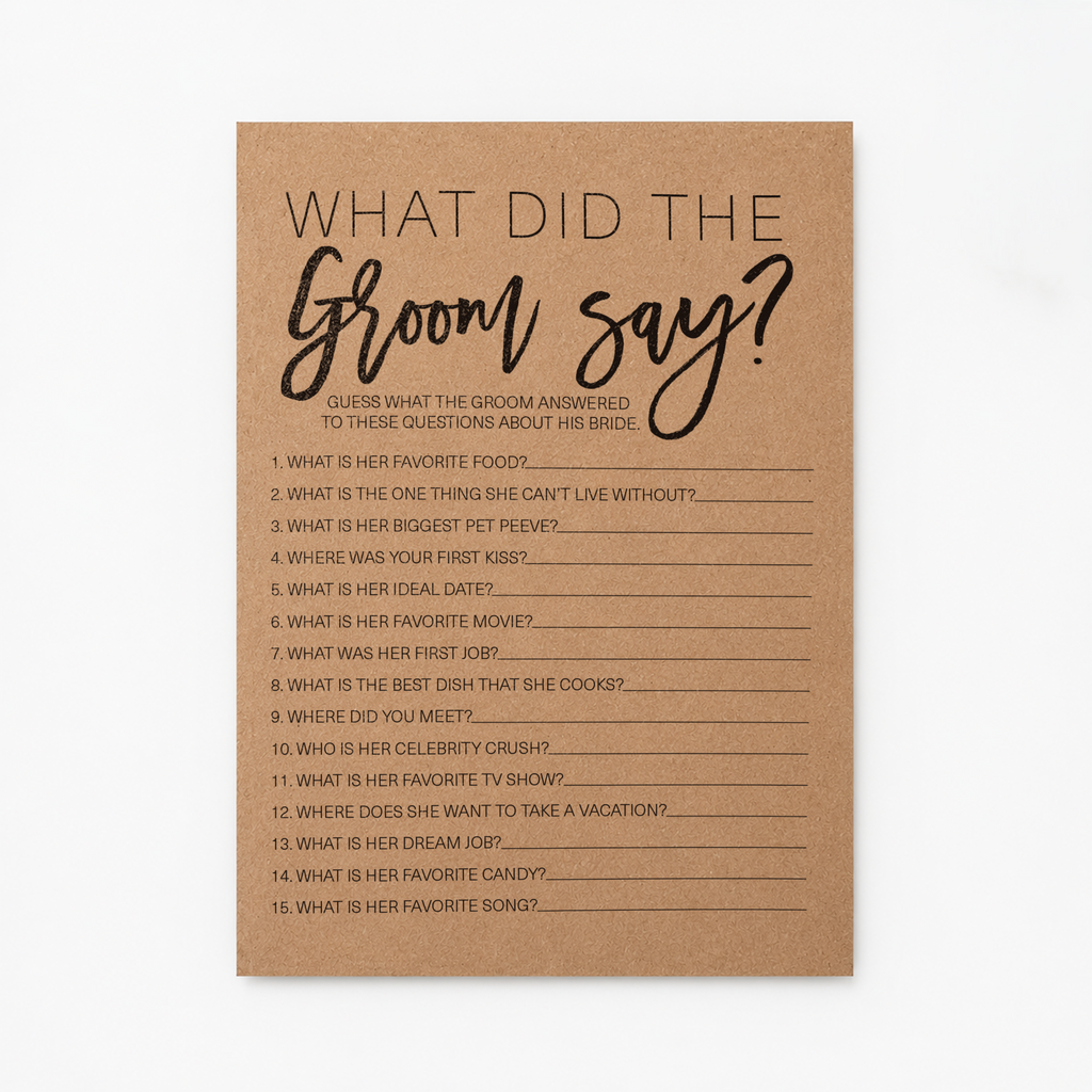 What Did The Groom Say Bridal Shower Game