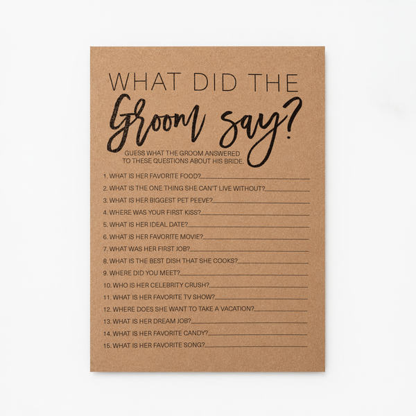 What Did The Groom Say Bridal Shower Game