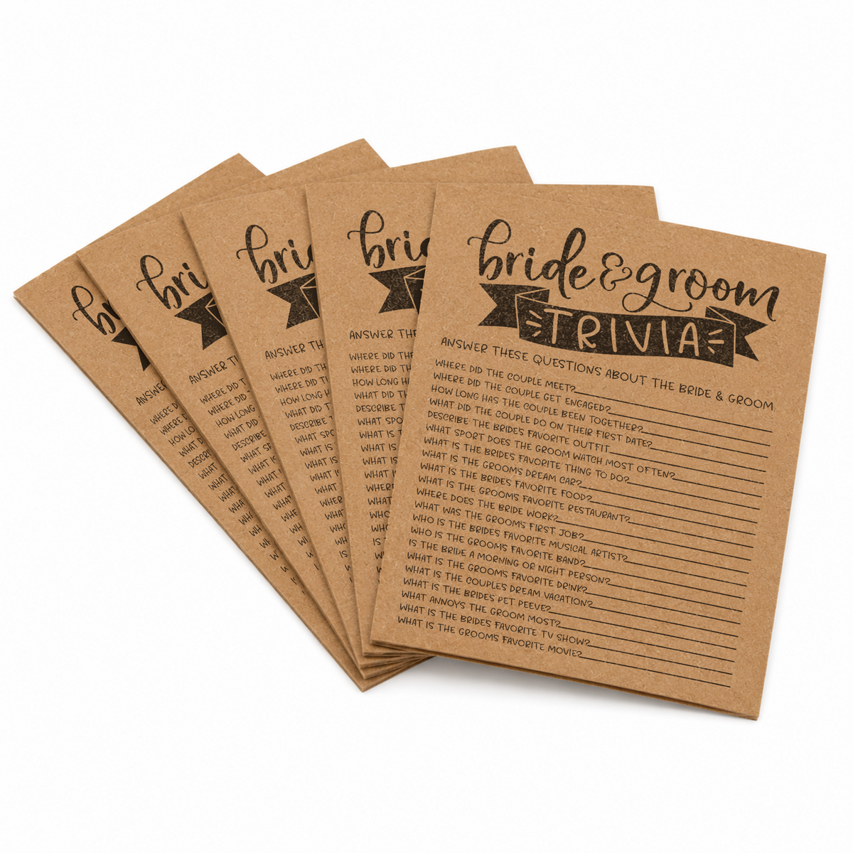 Bride Groom Trivia Bridal Shower Game