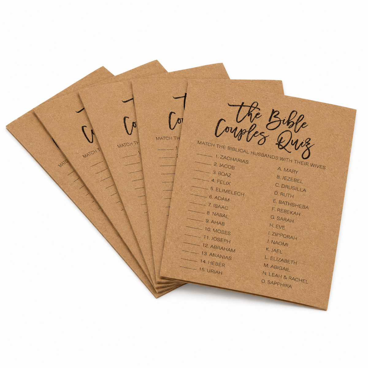 The Bible Couples Quiz Bridal Shower Game