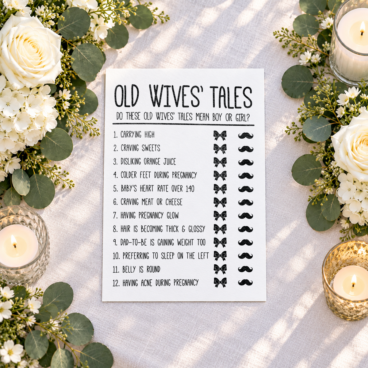 Old Wives Tales Baby Shower Game