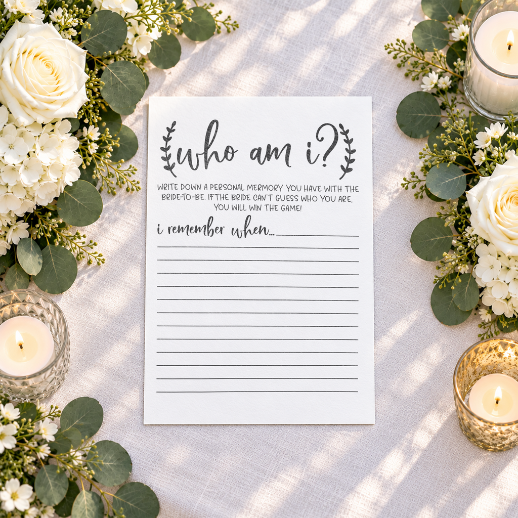Who Am I Bridal Shower Game