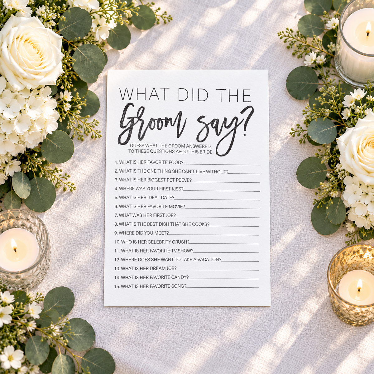 What Did The Groom Say Bridal Shower Game
