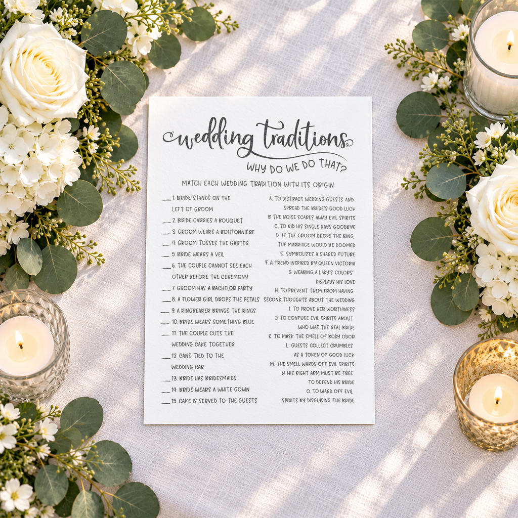 Wedding Traditions Bridal Shower Game