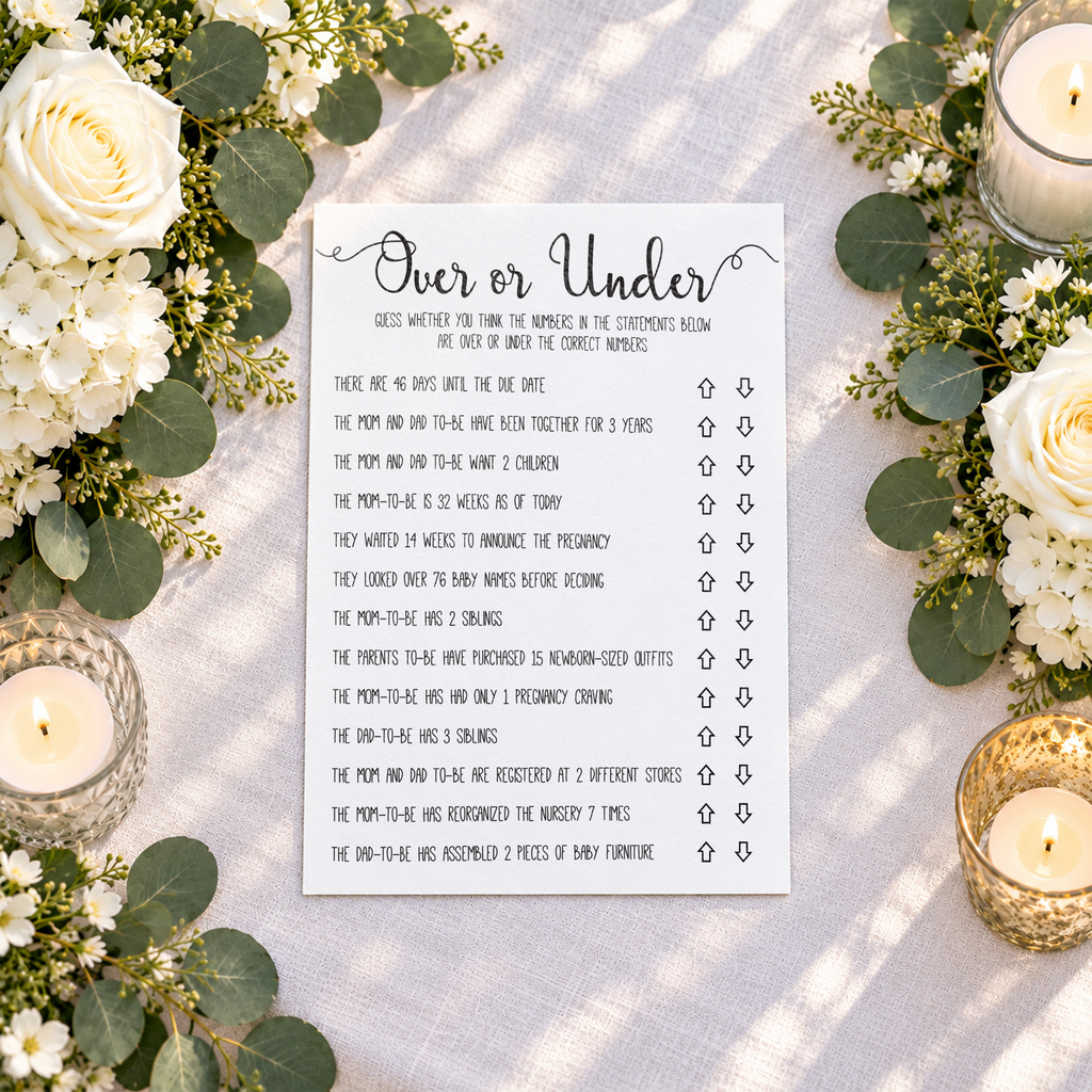 Over or Under Baby Shower Game