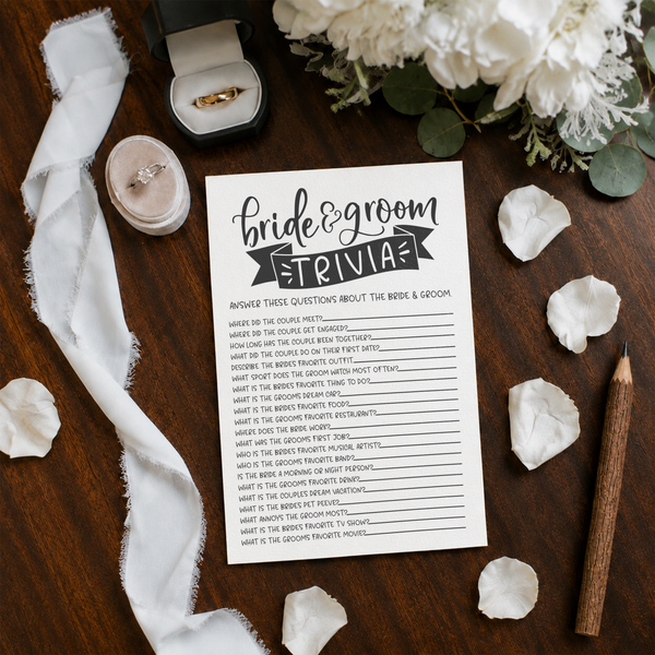 Bride Groom Trivia Bridal Shower Game