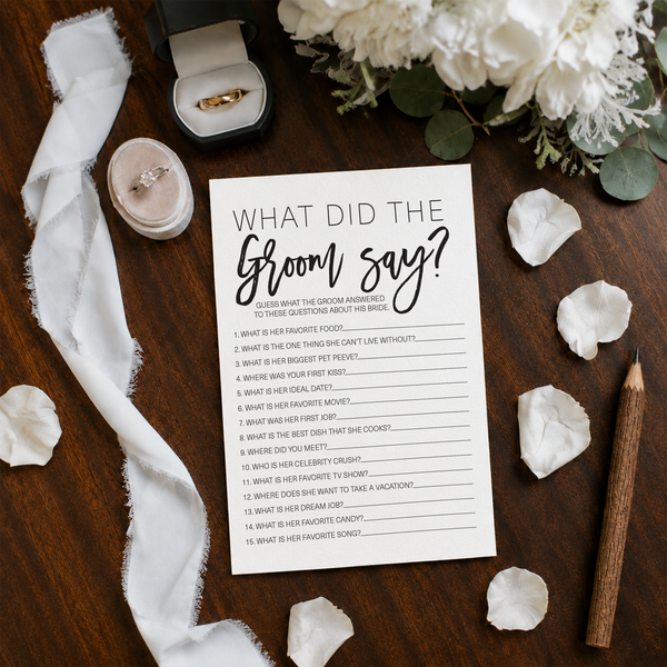What Did The Groom Say Bridal Shower Game