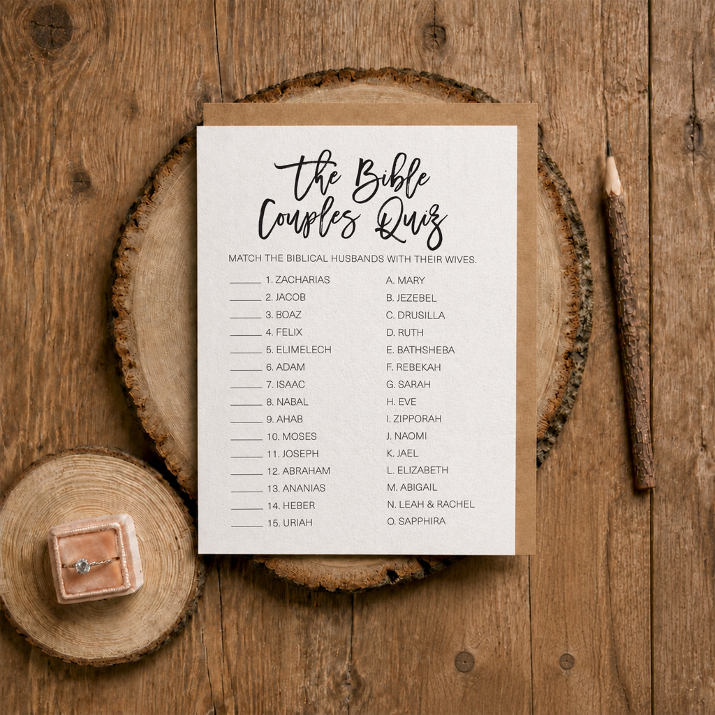The Bible Couples Quiz Bridal Shower Game