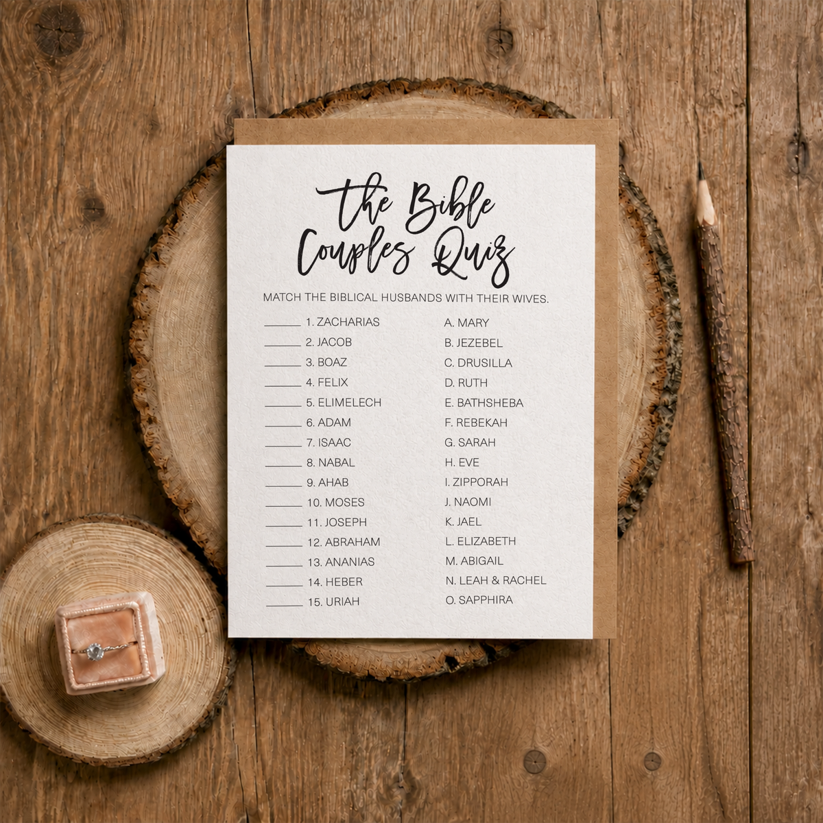 The Bible Couples Quiz Bridal Shower Game