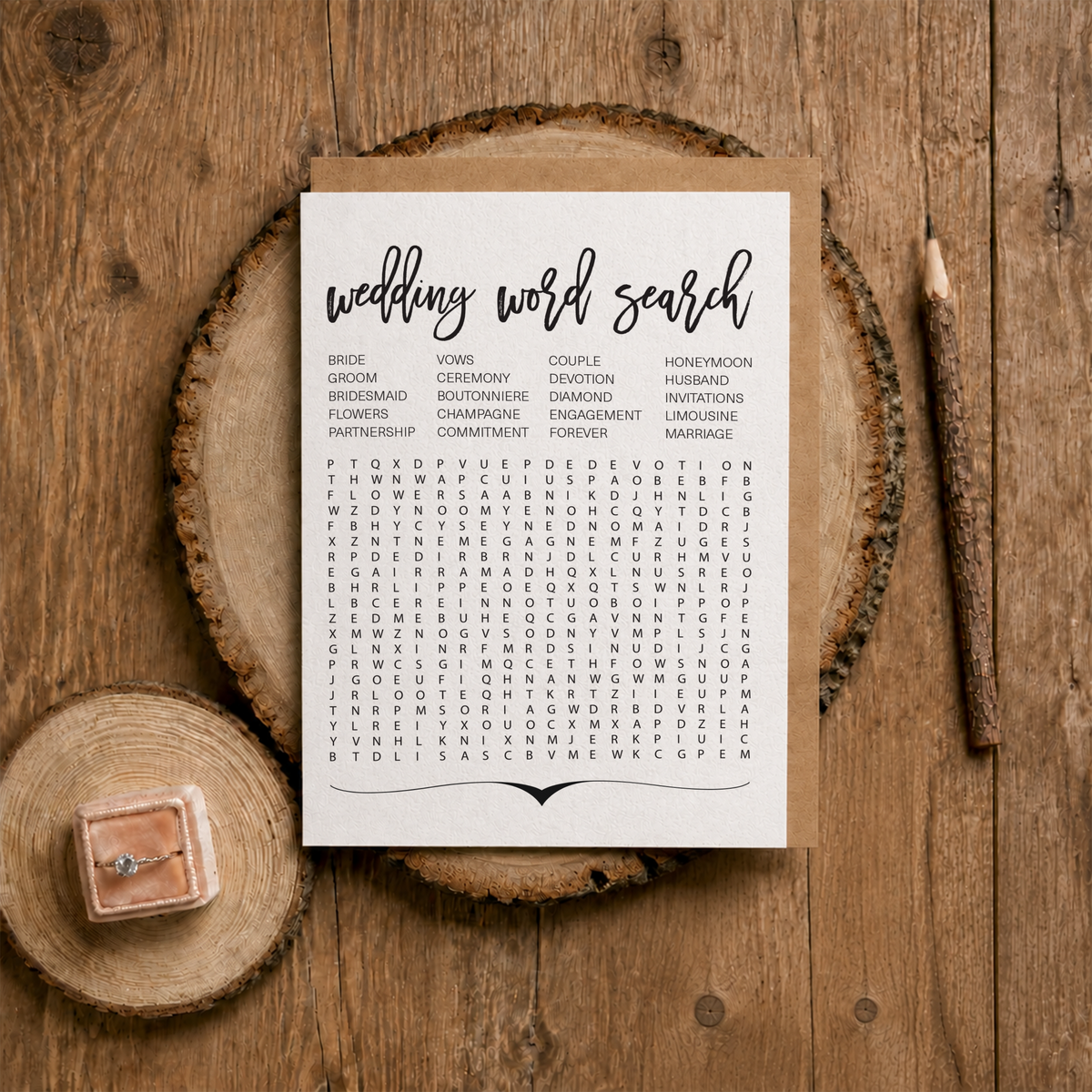 Wedding Word Search Bridal Shower Game