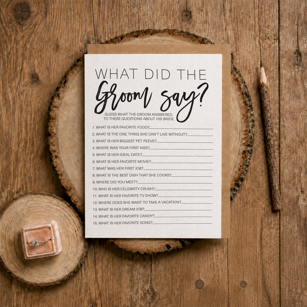 What Did The Groom Say Bridal Shower Game